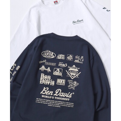 1h可退 日本直邮BEN DAVIS 男女同款 纯棉长袖T恤 街头风后背印花