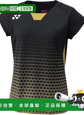 【日本直邮】尤尼克斯 女士运动半袖T恤（修身款）20824 黑/金色