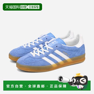 日本直邮adidas GAZELLE INDOOR 女士绒面革鞋（融合蓝/平白/金属