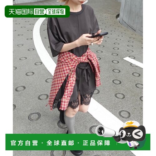 日本直邮AMERI 女装 oversized镂空蕾丝下摆T恤 0226203510060