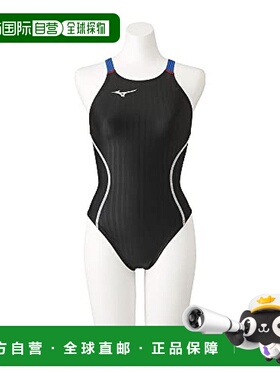【日本直邮】Mizuno美津浓 女童泳装 健身用 黑色x蓝色 130cm泳衣