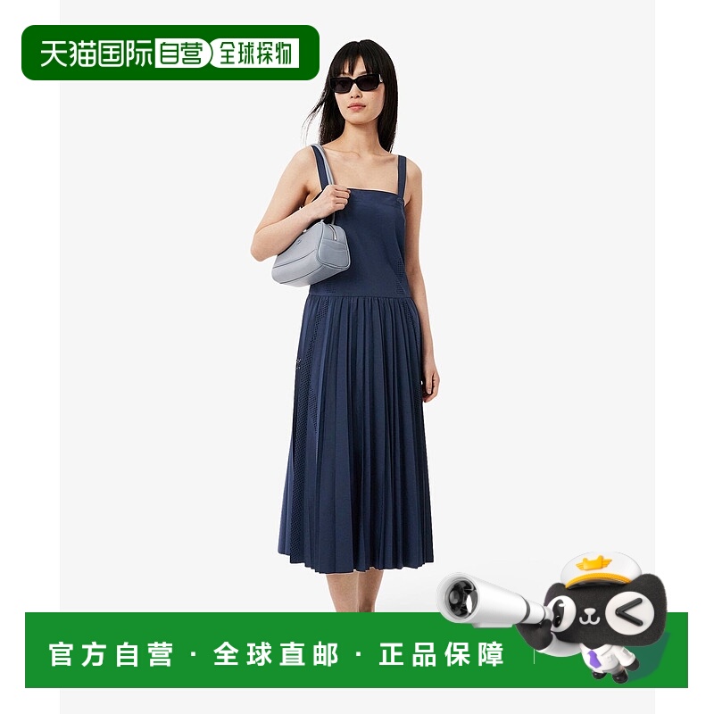 日本直邮激光切割圆点线条挂脖长褶带连衣裙（连身裙）