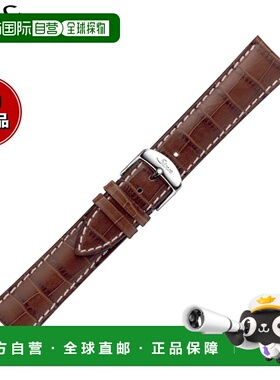 日本直邮Sinn原装替换表带压纹牛皮表带浅棕色配白色缝线不锈钢表