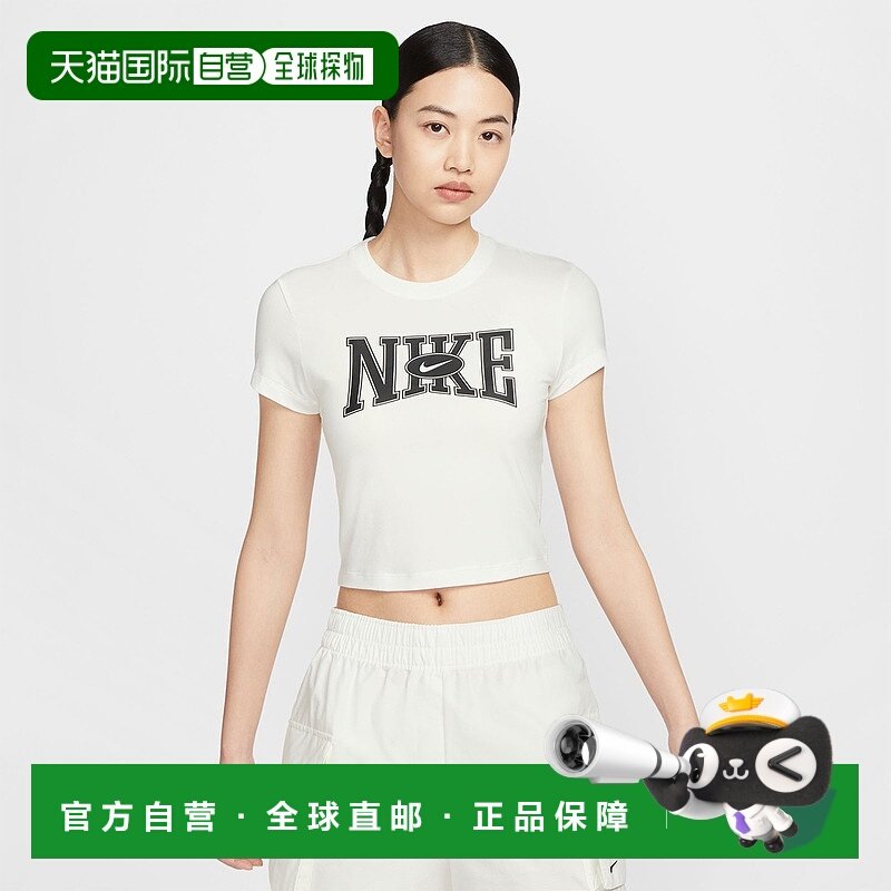 日本直邮Nike  AS W NSW SLIM CROP 时尚圆领品牌logo短袖 T恤 女