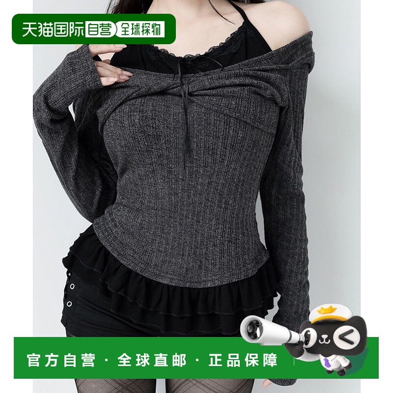 1h可退 日本直邮VEILA 女装 绞花蝴蝶结设计 修身显瘦螺纹T恤 vla