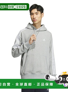 日本直邮Adidas 徽标连帽条纹宽松套头男士长袖卫衣 JF3984帽衫