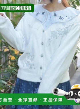 1h可退 日本直邮axes femme 女装 雪玫瑰刺绣宽松开衫 亮片装饰 T