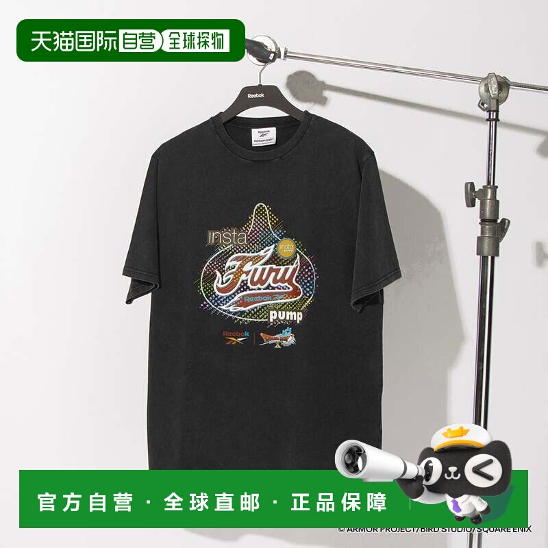 日本直邮Reebok 勇者斗恶龙10联名复古T恤 黑红配色