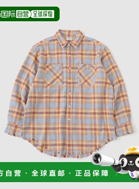 日本直邮J.S HOMESTEAD 男装 舒适棉感T/C撕裂纹理工装衬衫 半开