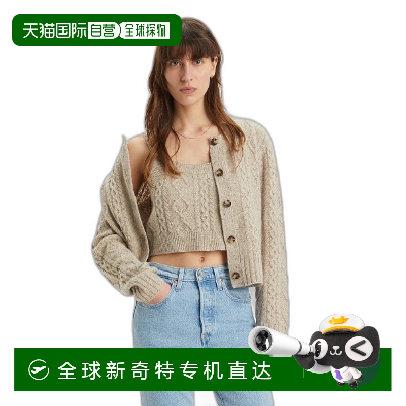 1h可退 日本直邮Levi's 女士经典麻花针织开衫 OATMEAL A89200004