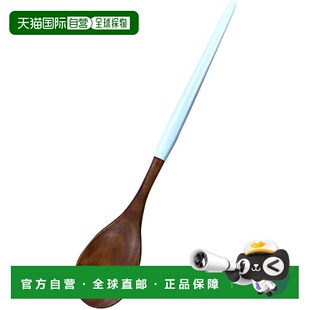 【日本直邮】Alphax 彩绘勺子 蓝色 天然木 长柄 现代感 23.5x4.2