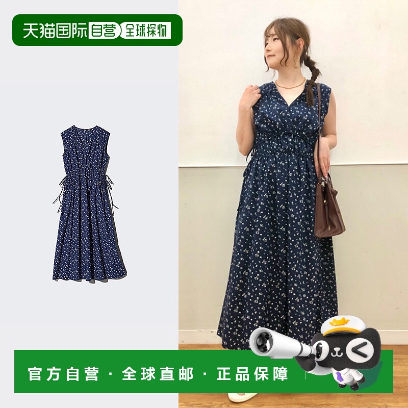 日潮跑腿UNIQLO优衣库 棉质褶皱连衣裙图案无袖 01 OFF WHITE WOM