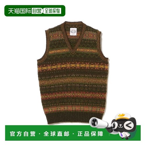 1h可退 日本直邮Jamieson's 男装 全羊毛V领费尔岛针织背心 38050