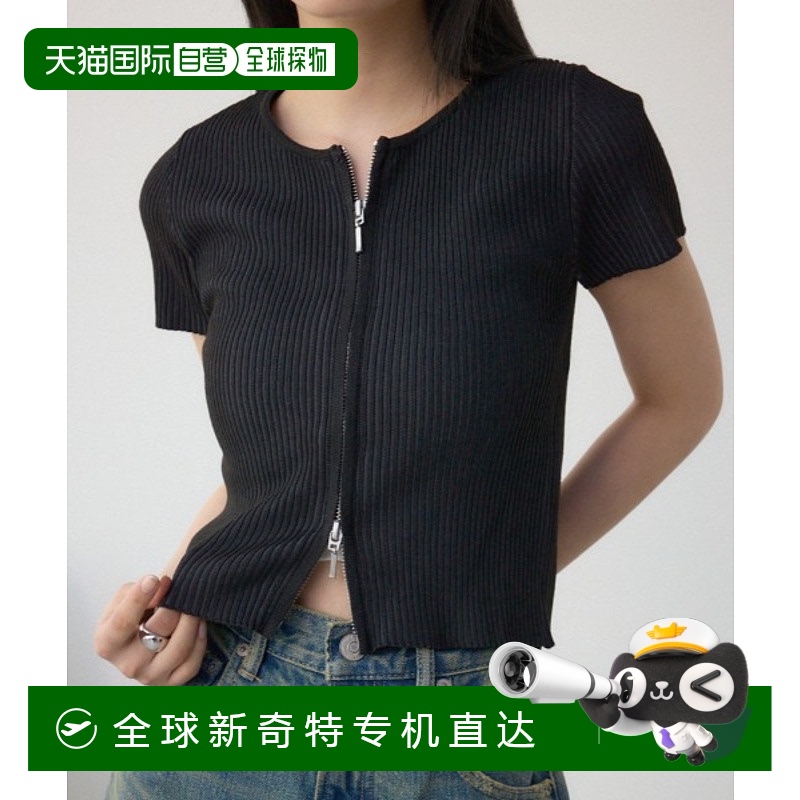 1h可退 日本直邮AZUL BY MOUSSY 女士双拉链配色短袖针织上衣 250
