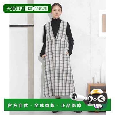 1h可退 日本直邮NANO universe 大格子V领连衣裙高端穿搭时髦高档