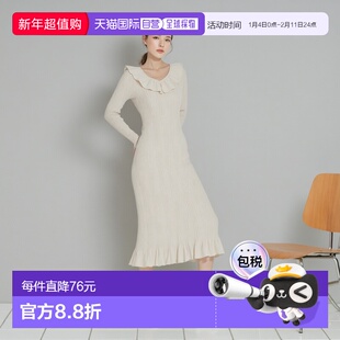 日本直邮日潮 GRL 交叉领人鱼针织连衣裙 at2417气质荷叶边优雅