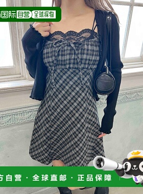 1h可退 日本直邮PHILLY 女装 A字版型 格纹吊带裙 半身起毛设计 P