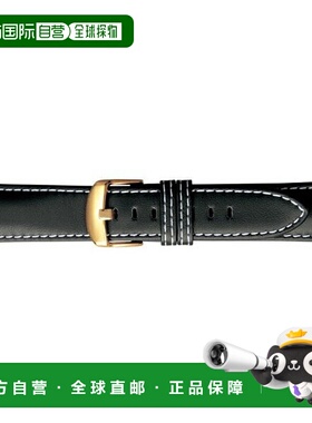 日本直邮BAMBI SCOTCHGARD 黑色皮革表带配白色缝线（BCME004W1S