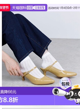 日本直邮Menue 5cm跟带脚背搭扣穆勒高跟鞋 ME8623BW02318 黑色