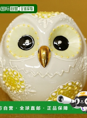 日本直邮九谷烧2号 猫头鹰 白色 摆件 吉祥物