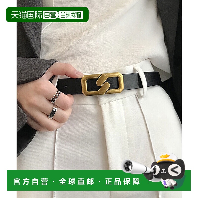 日本直邮florge 牛皮双层面设计搭扣配色皮带 CC 100cm [FL8218EW