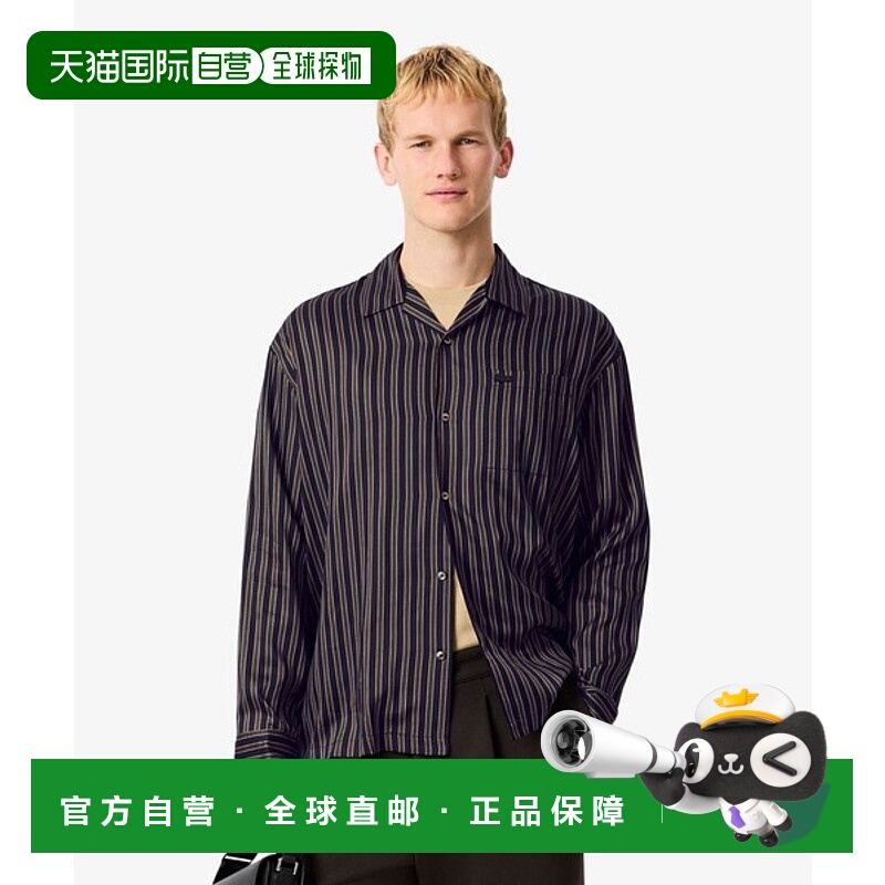日潮跑腿LACOSTE法国鳄鱼 男士多条纹开领衬衫 CH5660-10