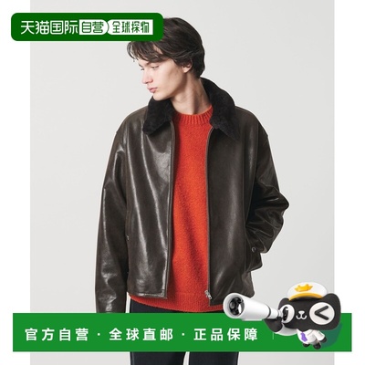 1h可退 日本直邮MONKEY TIME 男装 山羊皮 仿毛领 拉链夹克 83251