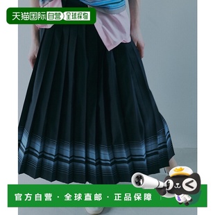 日本直邮LE 多彩条纹印花挺括感百褶裙 CIEL 女装 BLEU 1h可退