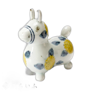 日本直邮九谷烧罗迪彩色菊花德永有信装饰品幸运符罗迪马 (Ⓒ