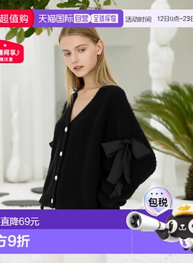 日本直邮日潮 GRL系带缎带羽毛针织开衫tu1506