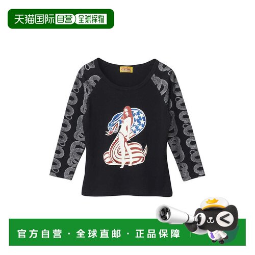 日本直邮HYSTERIC GLAMOUR 女装 七分袖修身小T恤 蛇形亮片印花 0