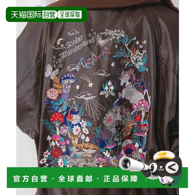 1h可退 日本直邮ScoLar 女装 合成皮革夹克 刺绣设计 背后满幅花