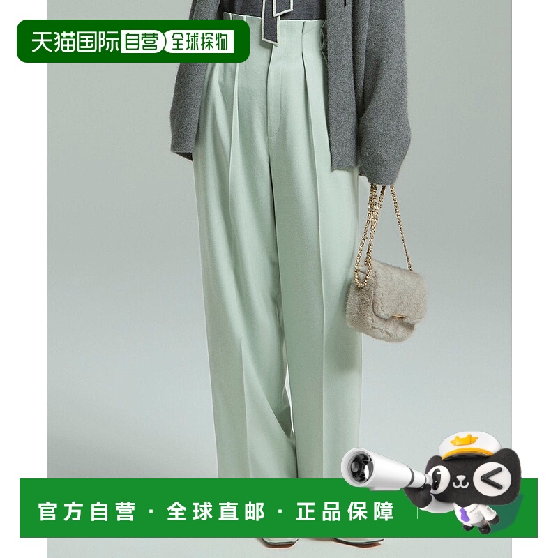 日本直邮23区 Natural Stretch Saxony 塔克阔腿裤