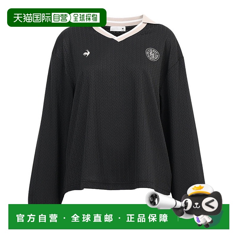 日本直邮lecoqsportif 女士提花长袖T恤 LU5FLS00L BK00 黑色