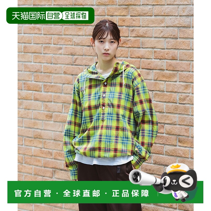 1h可退 日本直邮BEAMS男士宽松版型原创面料反射条纹连帽衬衫 111