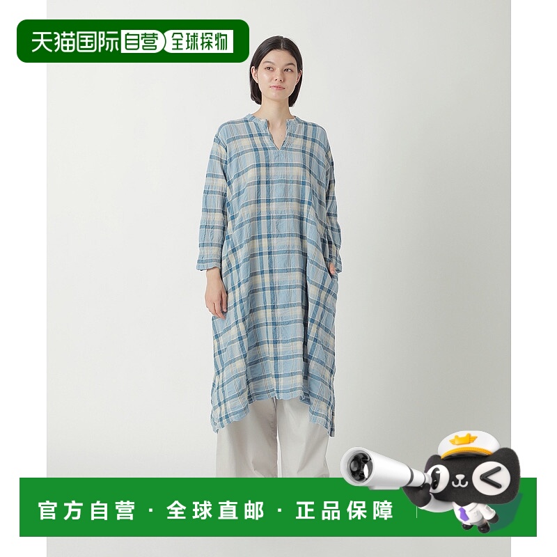 1h可退 日本直邮Plantation 女装 舒适缩皱感 棉麻混纺连衣裙 PL5