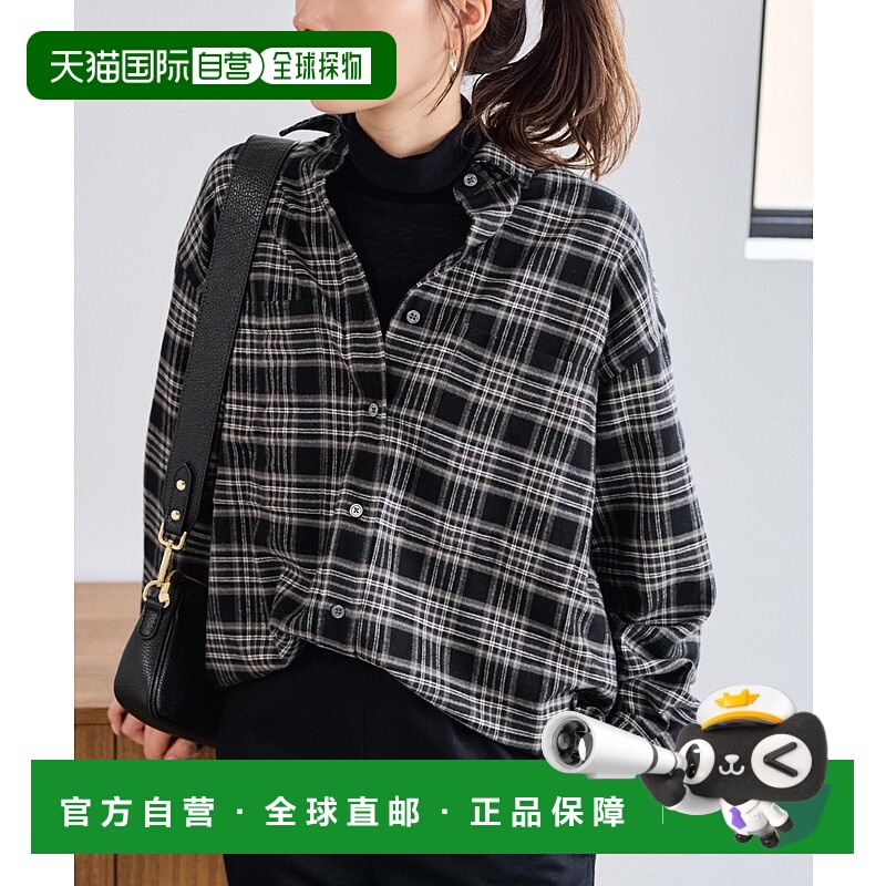1h可退 日本直邮FRAMeWORK 女装 全棉宽松法兰绒格纹衬衫 胸袋设