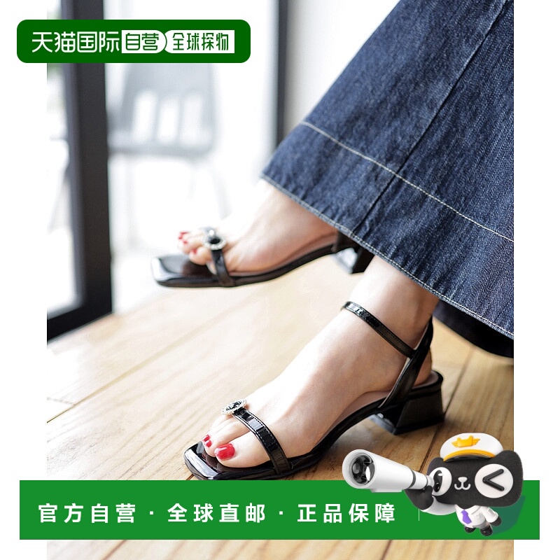 1h可退 日本直邮SESTO 女士双宝石扣细带方头凉鞋 dts407新款