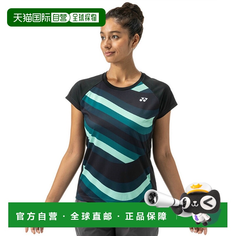 日本直邮YONEX尤尼克斯  Logo徽标条纹圆领短袖 T恤 女款 黑色