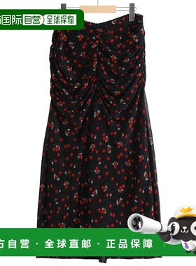 1h可退 日本直邮FETICO 女装 红色樱桃印花仿天鹅绒长裙 FTC25404