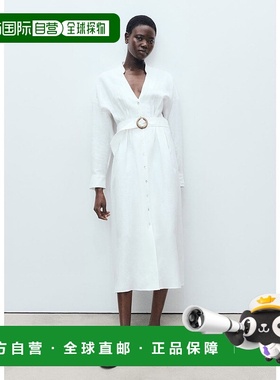 日本直邮MANGO 亚麻长款连衣裙 [FER MA1658EW036308]