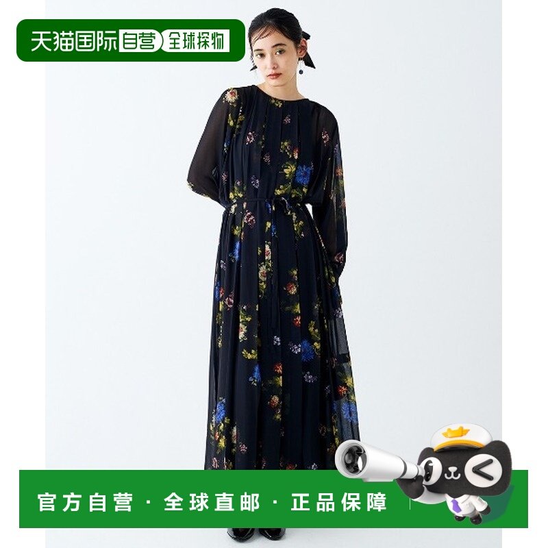 日本直邮MEDE19F 女士宽松复古印花乔其纱连衣裙 半透明设计袖口,女装/女士精品,连衣裙,淘宝优惠券,粉丝福利购,淘宝优惠卷
