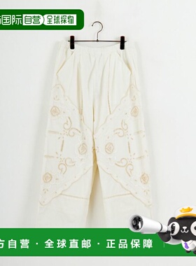 1h可退 日本直邮ESTROISLOSE 女装 宽松全棉刺绣阔腿裤 半透明镂