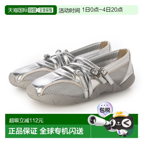 日本直邮EVOL JA5963 交叉网眼玛丽珍运动鞋 JA5963（银色）