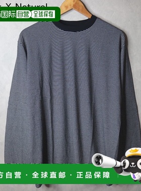 日本直邮Healthknit 窄条纹圆领长袖T恤 51018自然色/蓝色自然色/