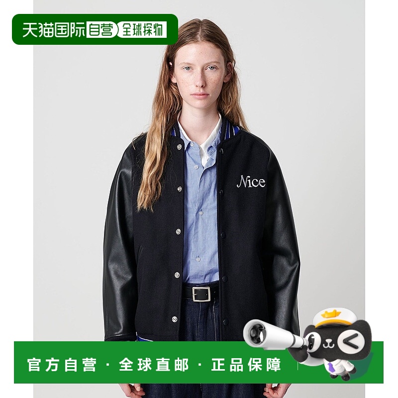 1h可退 日本直邮SKOOKUM男女同款宽松牛革拼接刺绣棒球夹克 92254