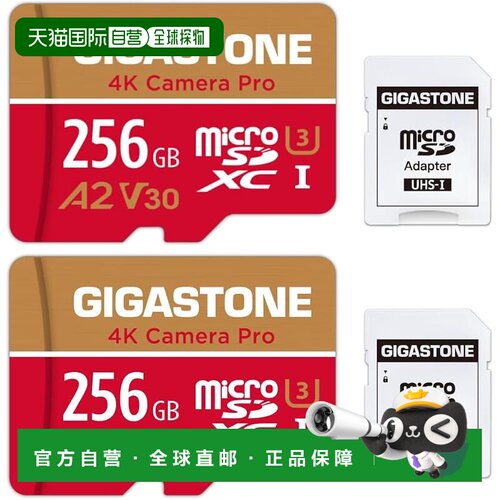 【日本直邮】Gigastone立达 microSD卡 256GB2件套x2 A2V30HD4K高