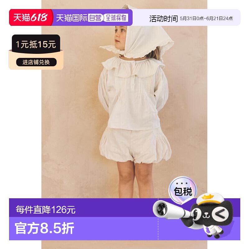 日本直邮Zara2 - 5岁/百褶蕾丝棉麻衬衫 限量版亚麻
