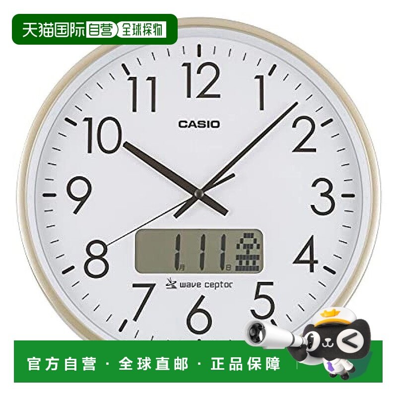 【日本直邮】casio卡西欧挂钟电波钟金色日历报时功能家居饰品