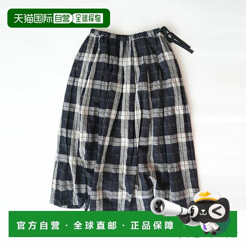 自营｜232168 ina 羊毛格纹塔克裙长裙格纹裙格子下装长款女式